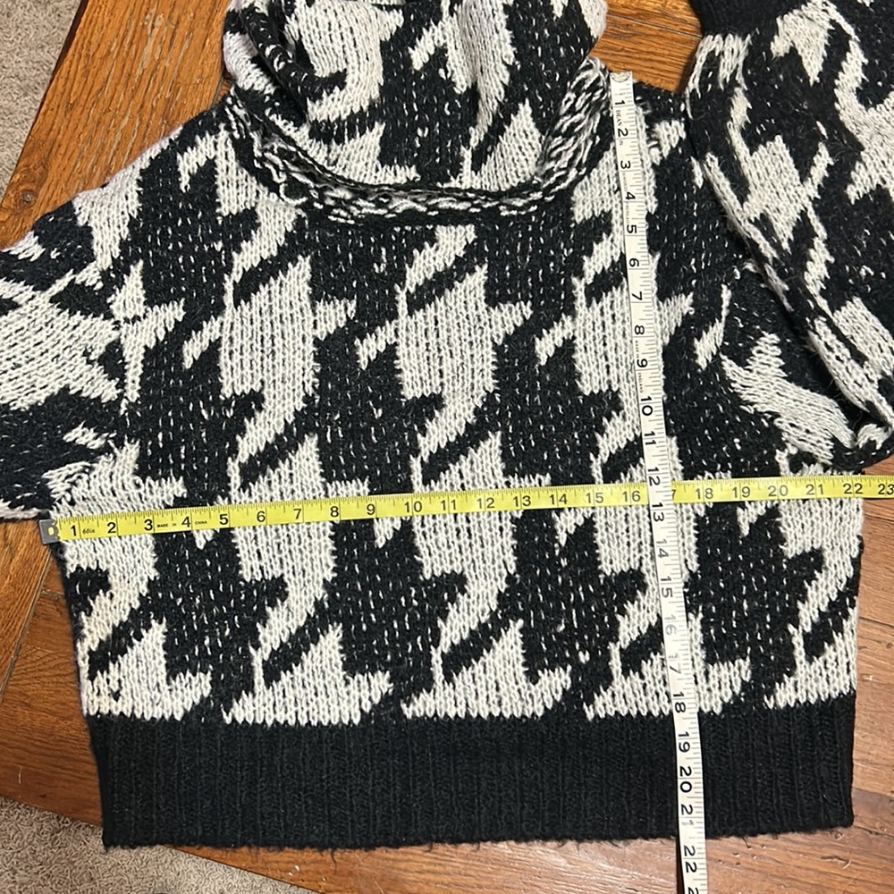 ELAN Houndstooth SWEATER Chunky Cowl Neck Balloon Slouch Sleeves Size MEDIUM - Picture 8 of 9